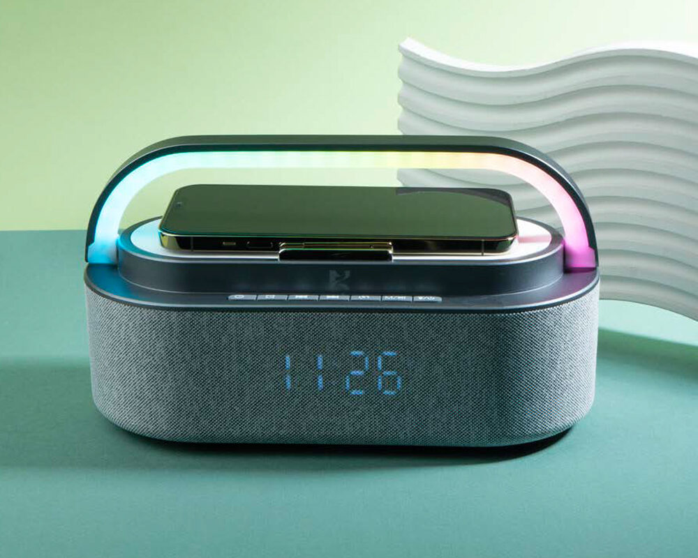 وایرلس شارژرهمراه با ساعت و اسپیکر کد 51315